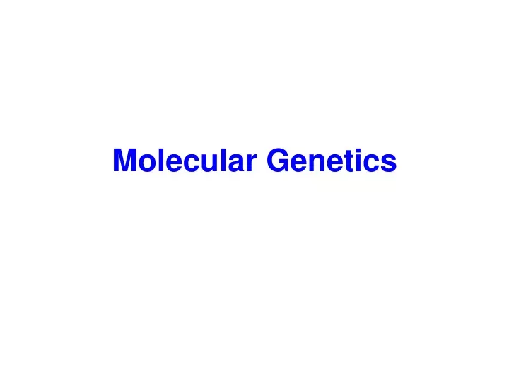 molecular genetics