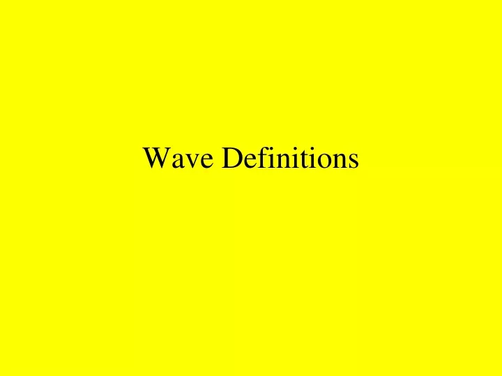 wave definitions