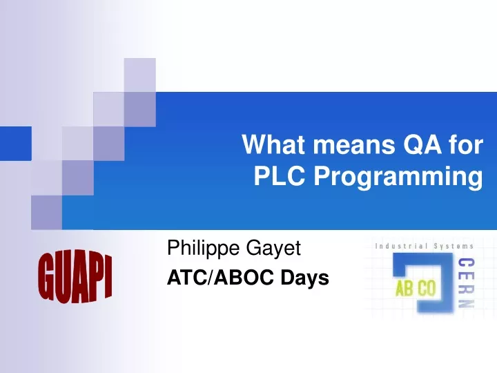 what means qa for plc programming