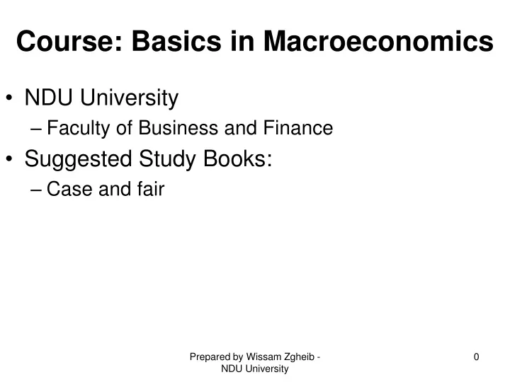 course basics in macroeconomics