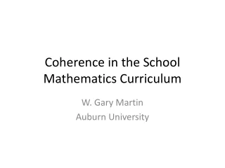 Coherence in the School Mathematics Curriculum