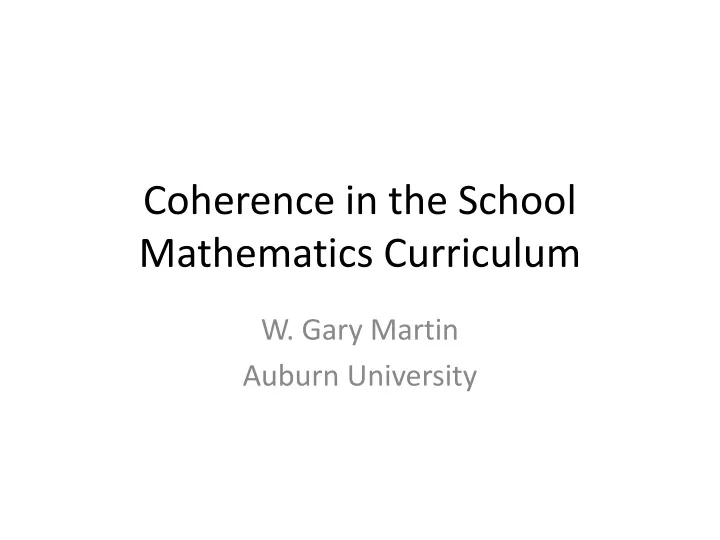 coherence in the school mathematics curriculum