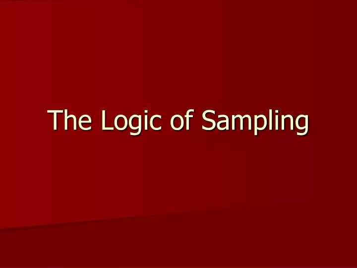 the logic of sampling