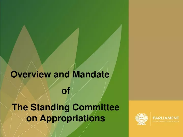 overview and mandate of the standing committee