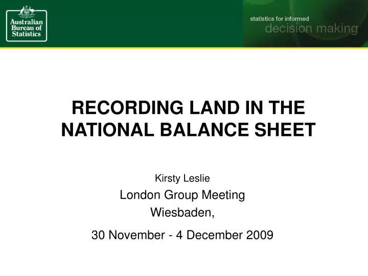 recording land in the national balance sheet