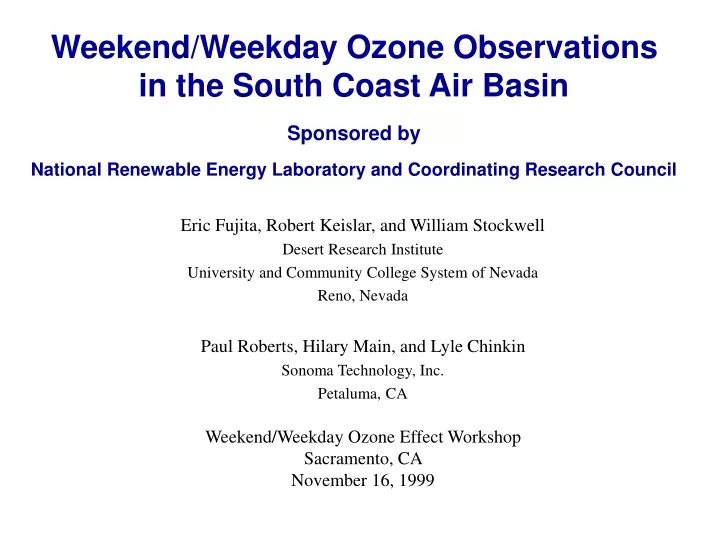 weekend weekday ozone observations in the south