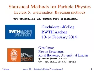 Statistical Methods for Particle Physics Lecture 5:  systematics, Bayesian methods