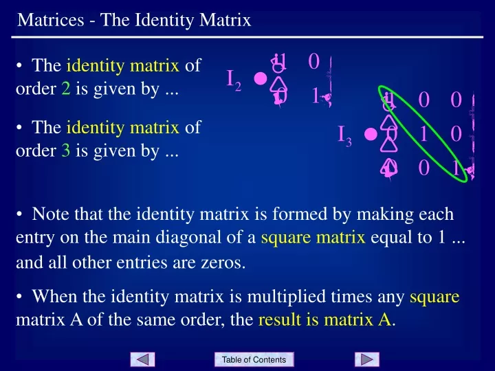 matrices the identity matrix