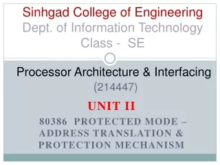 Sinhgad  College of Engineering Dept. of Information Technology Class -  SE