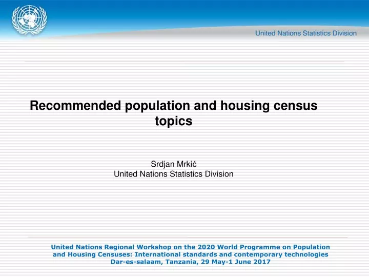 recommended population and housing census topics