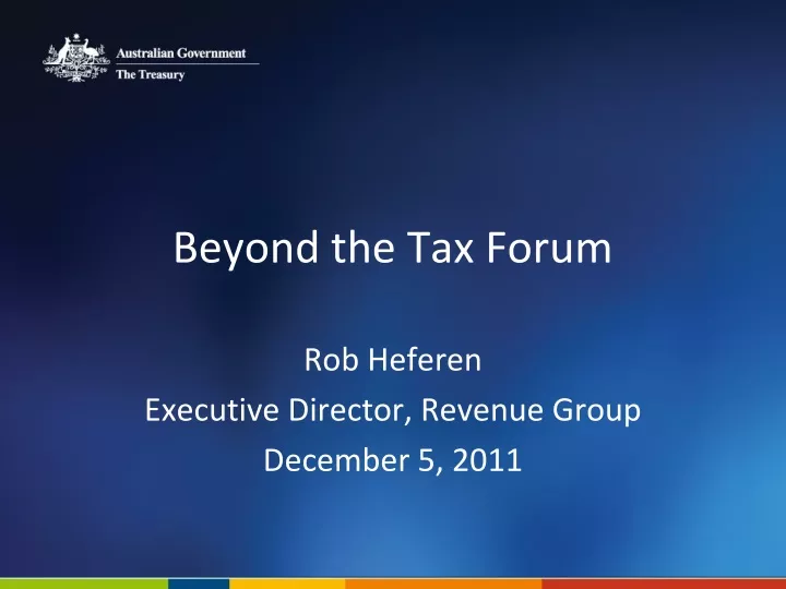 beyond the tax forum