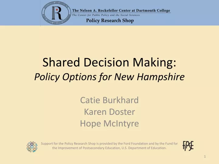 shared decision making policy options for new hampshire