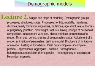 Demographic models