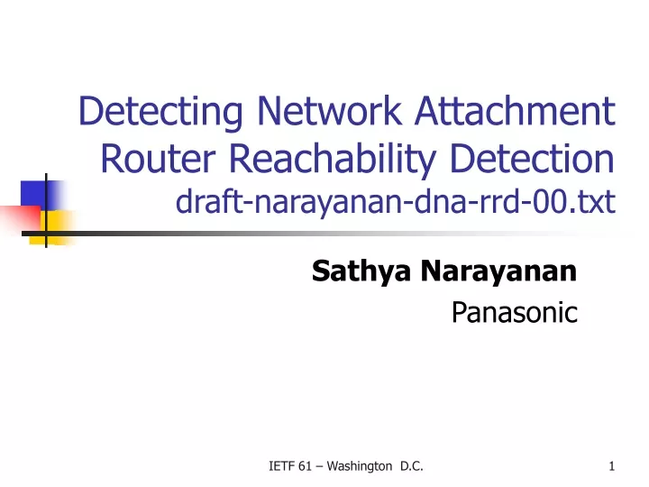 detecting network attachment router reachability detection draft narayanan dna rrd 00 txt