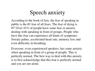 Speech anxiety