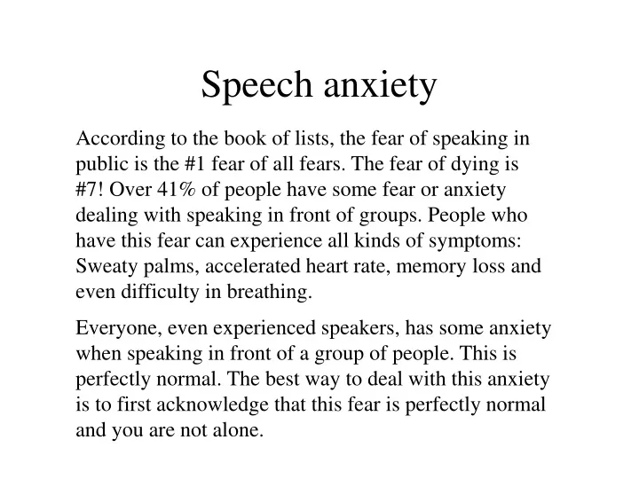 speech anxiety