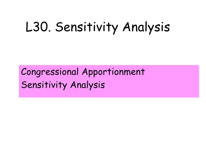 l30 sensitivity analysis