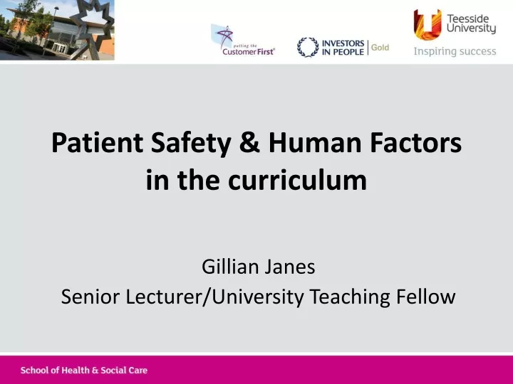patient safety human factors in the curriculum