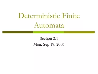 Deterministic Finite Automata