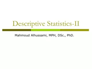 Descriptive Statistics-II