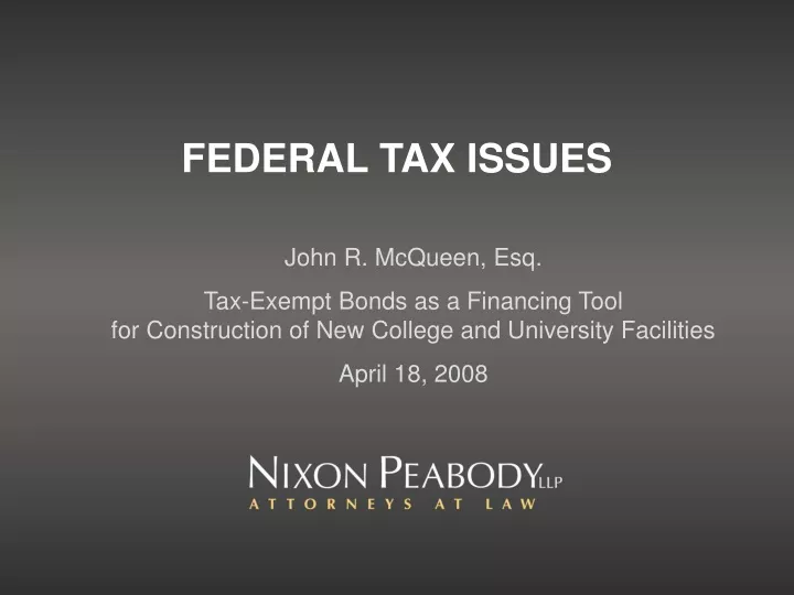 federal tax issues