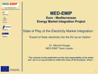 MED-EMIP Euro - Mediterranean  Energy Market Integration Project