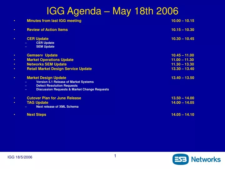igg agenda may 18th 2006