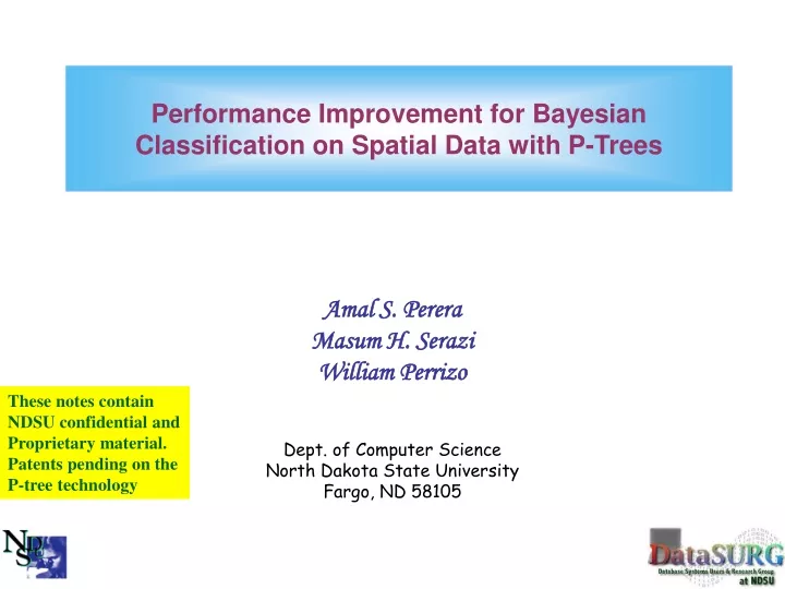 performance improvement for bayesian classification on spatial data with p trees