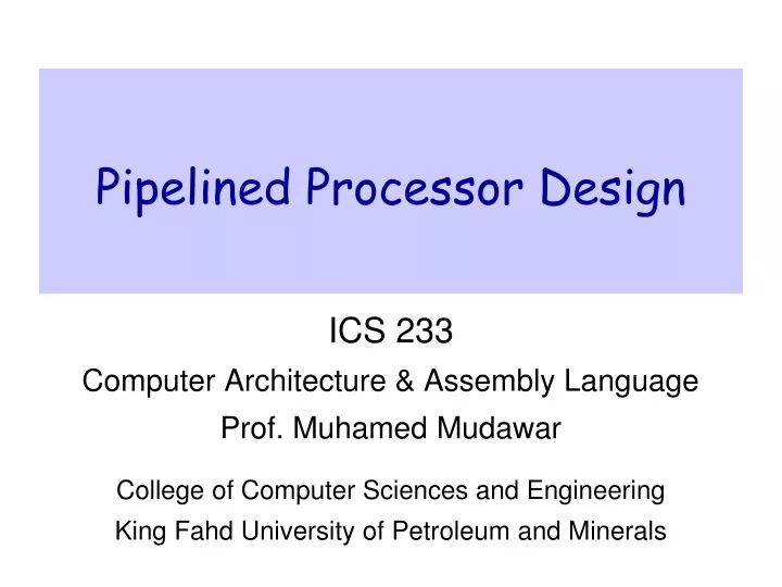 pipelined processor design