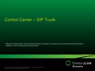 Control Center – SIP Trunk