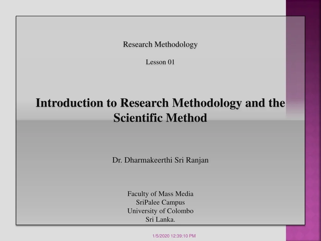 PPT - Research Methodology Lesson 01 Introduction to Research ...