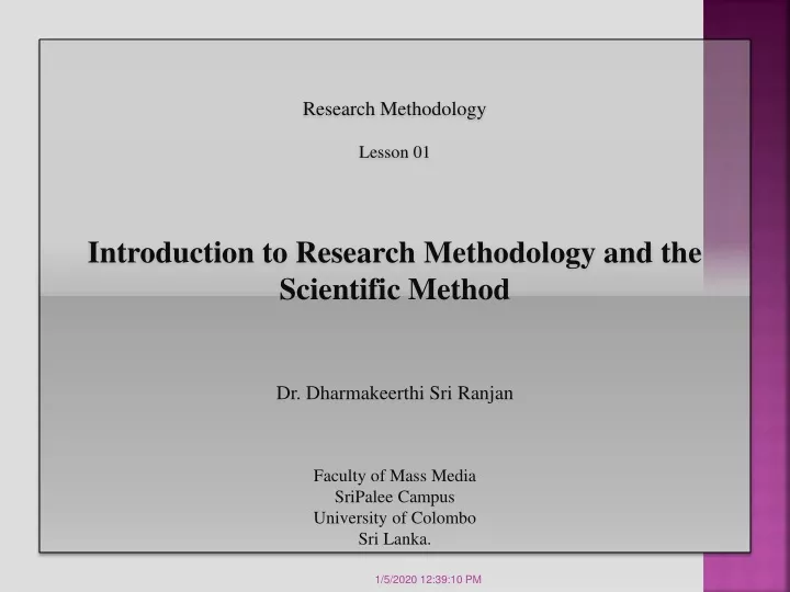 research methodology lesson 01 introduction