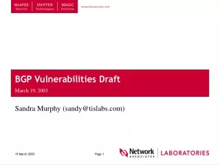 BGP Vulnerabilities Draft