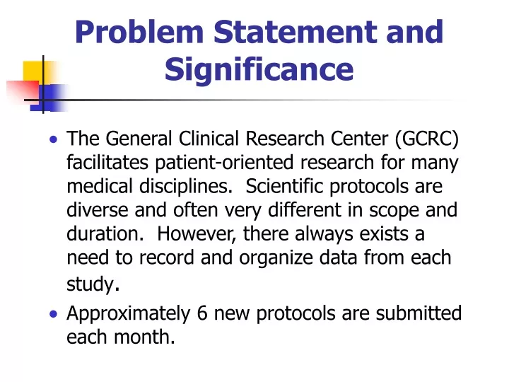 problem statement and significance