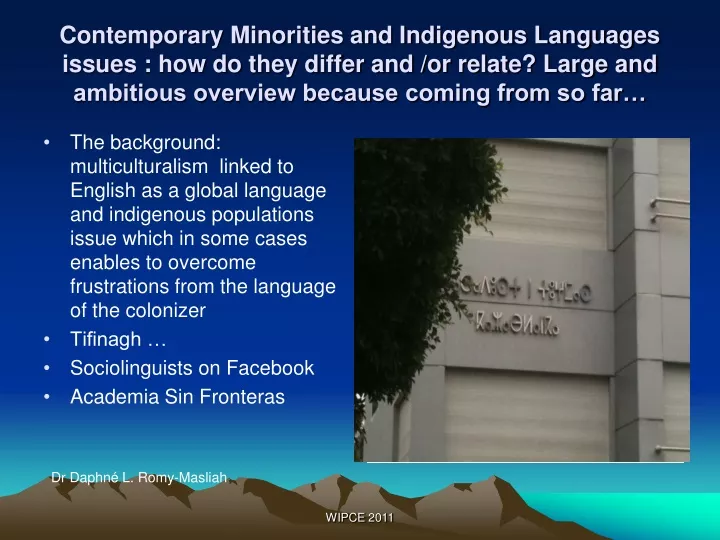 contemporary minorities and indigenous languages