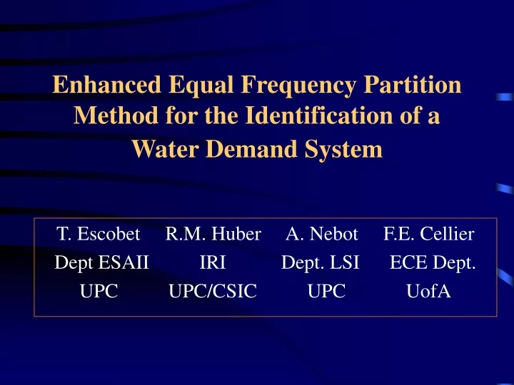 enhanced equal frequency partition method for the identification of a water demand system