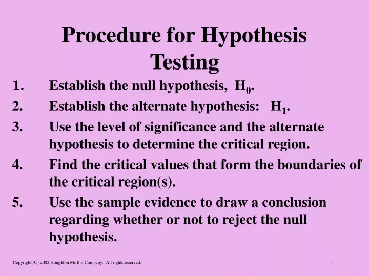procedure for hypothesis testing