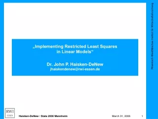„Implementing Restricted Least Squares in Linear Models“