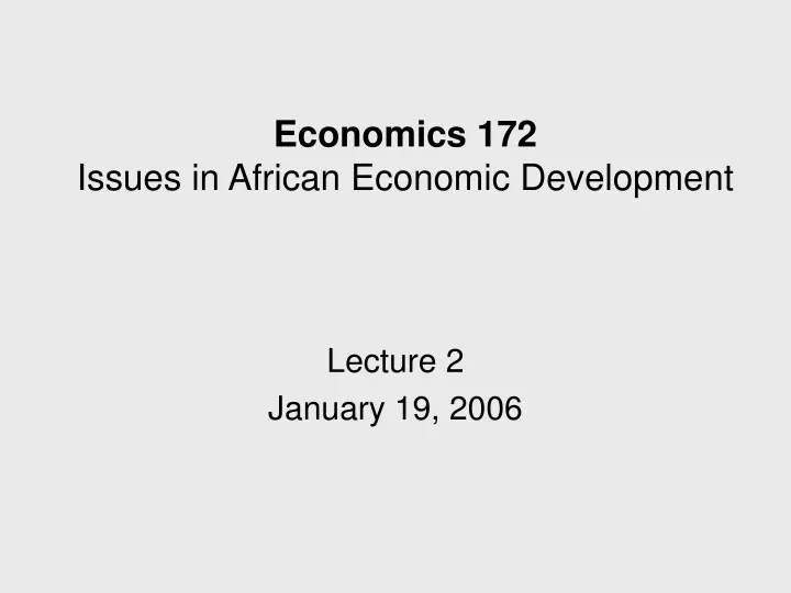 economics 172 issues in african economic development