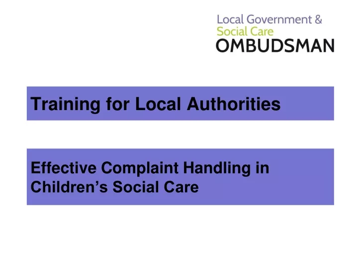 training for local authorities