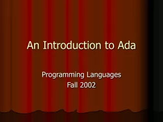 An Introduction to Ada