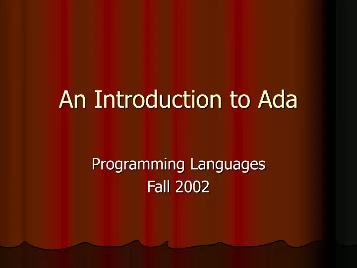 an introduction to ada