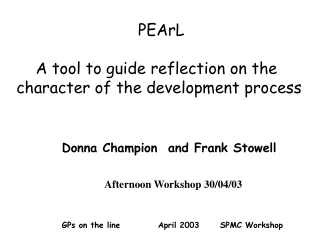 PEArL     A tool to guide reflection on the character of the development process