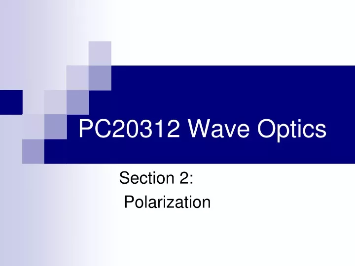 pc20312 wave optics