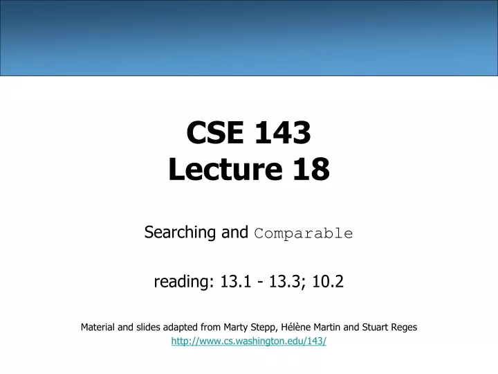 cse 143 lecture 18