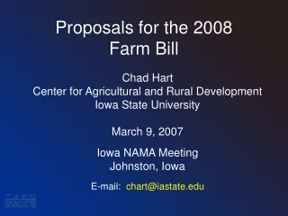 Proposals for the 2008 Farm Bill