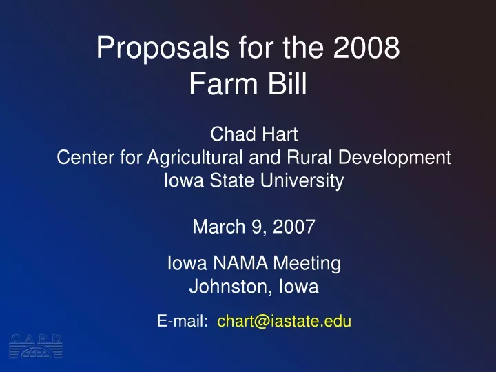 proposals for the 2008 farm bill