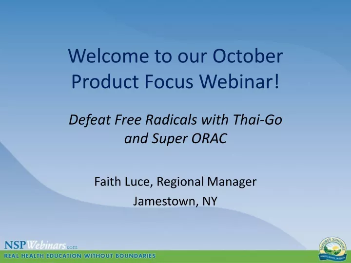 welcome to our october product focus webinar