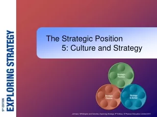 The Strategic Position 	5: Culture and Strategy
