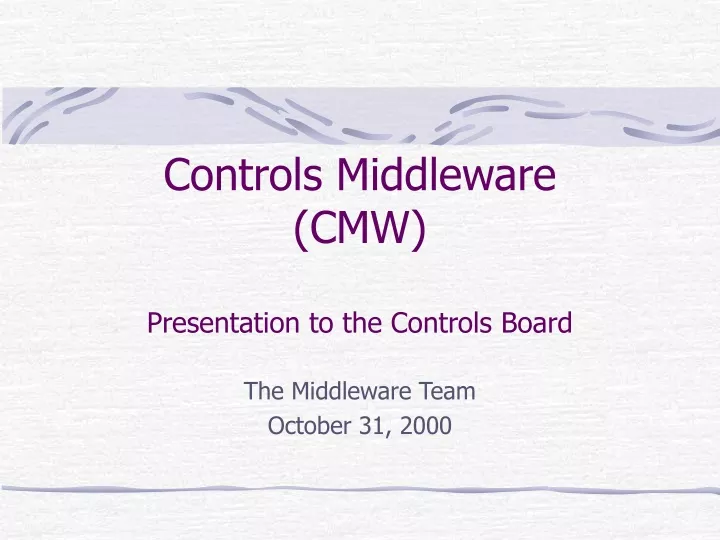 controls middleware cmw presentation to the controls board